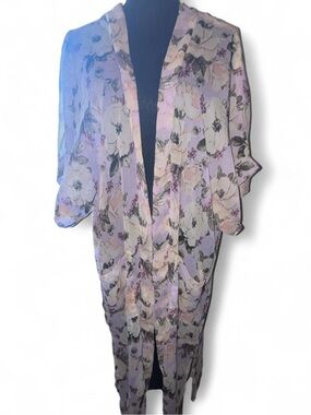 Steve Madden Pastel Floral Sheer Blouse - Lavender & Blush